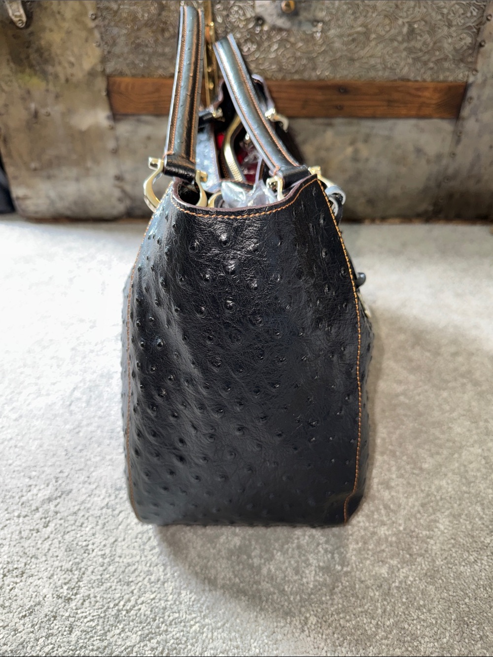 Dooney & Bourke Alto Ostrich Camilla in Black - Picture 7 of 15